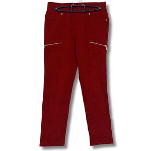 CLEO PETITES Brick red tappered straight leg pants w/ zipper pockets ~ XS SMALL